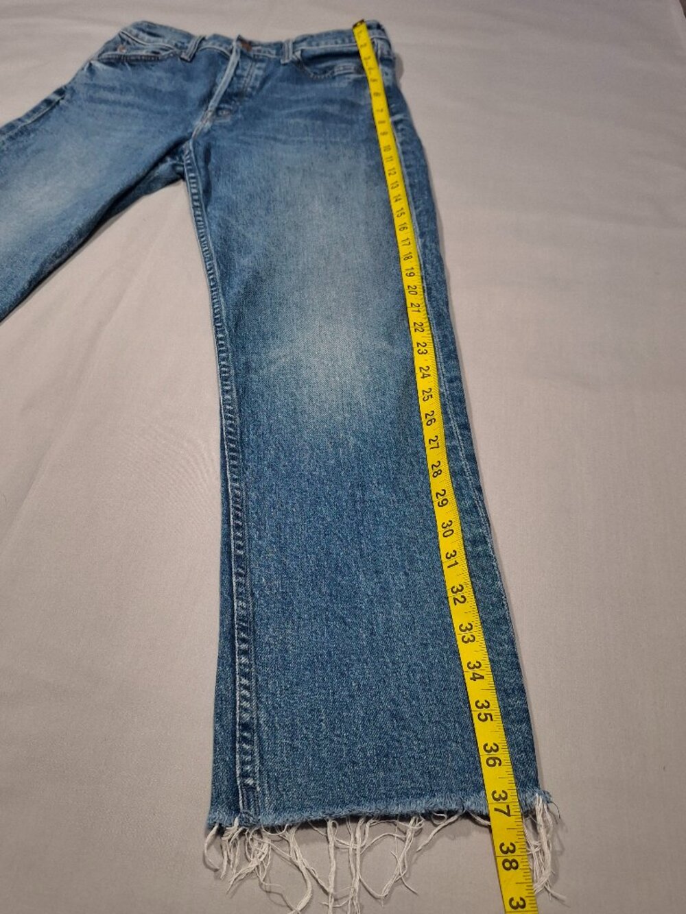 MOTHER Tomcat Ankle Fray Jeans Arigato Mr Roboto High Rise Straight | Size 29 - Picture 10 of 15